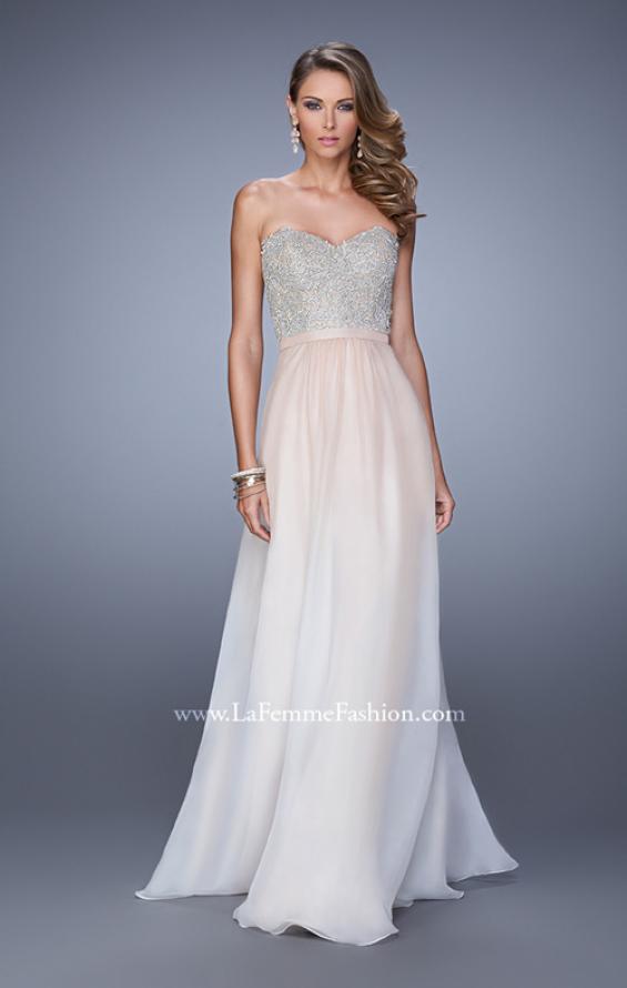 Picture of: Long Ombre Chiffon Dress with Beading and Belt in Pink, Style: 21074, Detail Picture 2