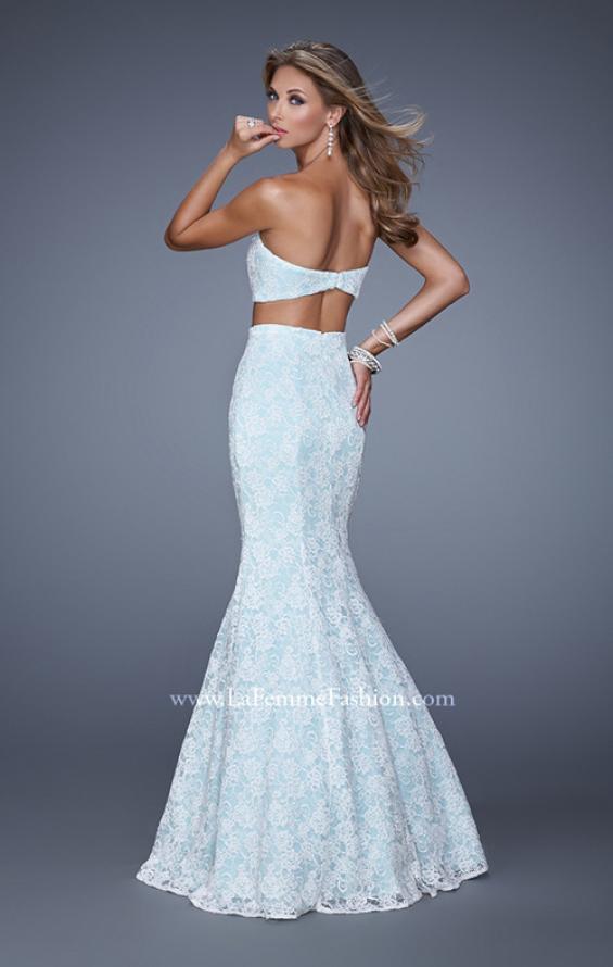 Picture of: Lace Two Piece Prom Dress with Mermaid Skirt in Blue, Style: 21096, Back Picture