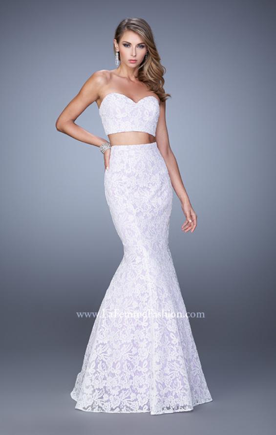 Picture of: Lace Two Piece Prom Dress with Mermaid Skirt in White, Style: 21096, Detail Picture 2