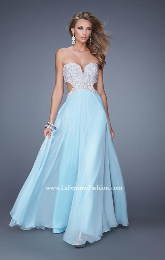 Picture of: Pretty Chiffon Prom Dress with Pearls and Rhinestones in Mint, Style: 21128, Detail Picture 1