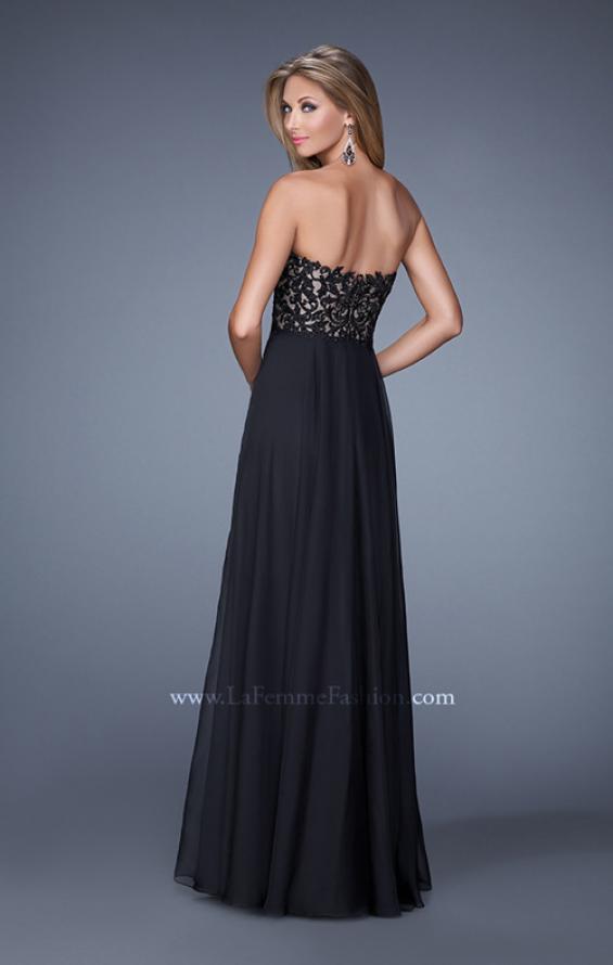 Picture of: Long Chiffon Prom Gown with Jeweled Embroidery in Black, Style: 21153, Back Picture