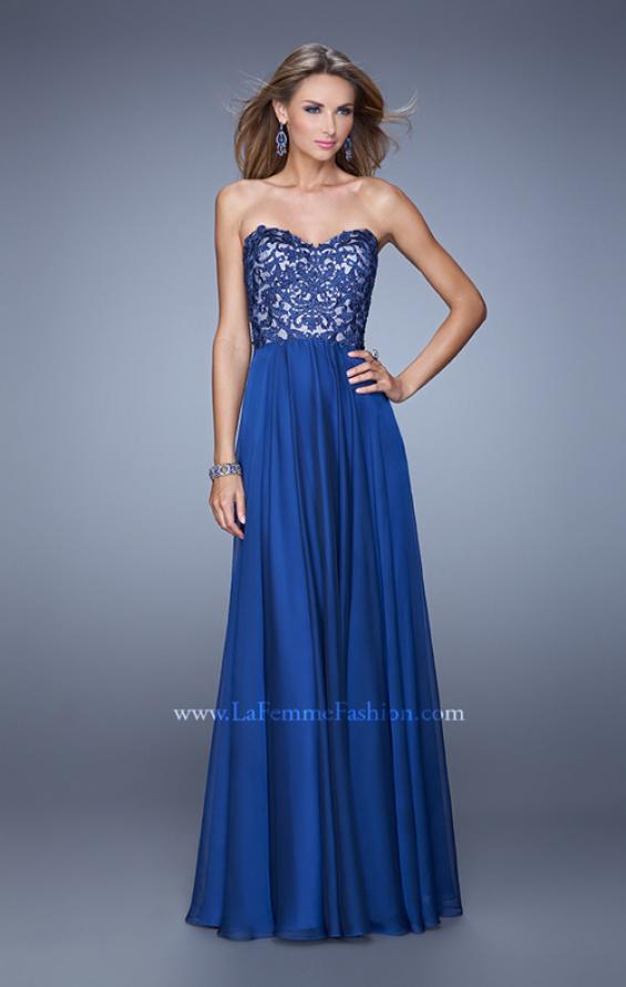 Picture of: Long Chiffon Prom Gown with Jeweled Embroidery in Blue, Style: 21153, Detail Picture 3