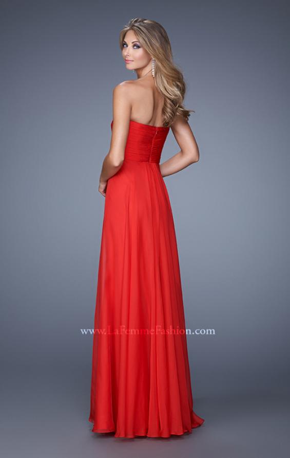 Picture of: Stunning Chiffon Prom Dress with Gathered Bodice in Red, Style: 21154, Back Picture