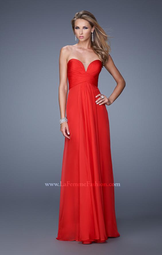 Picture of: Stunning Chiffon Prom Dress with Gathered Bodice in Red, Style: 21154, Detail Picture 1