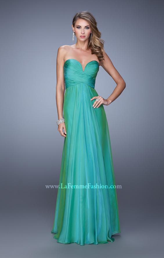 Picture of: Stunning Chiffon Prom Dress with Gathered Bodice in Green, Style: 21154, Detail Picture 2