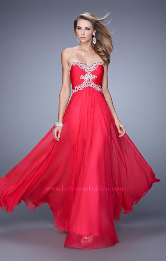 Picture of: Ruched Bodice Prom Dress with Sweetheart Neckline in Red, Style: 21173, Detail Picture 2