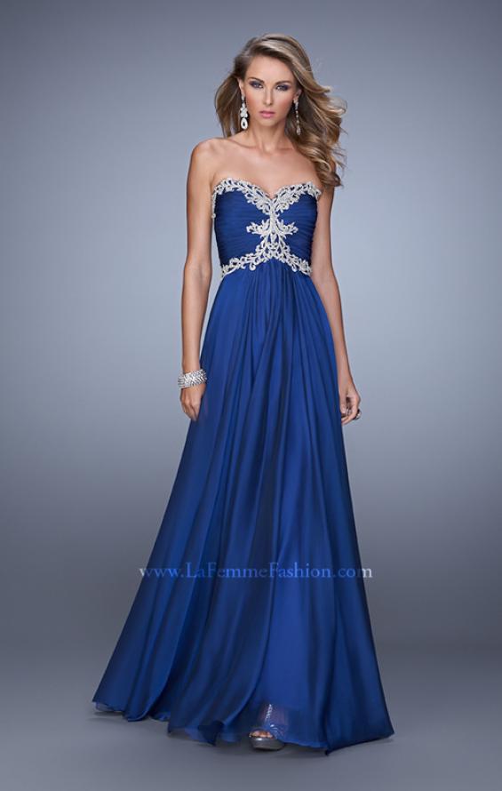 Picture of: Ruched Bodice Prom Dress with Sweetheart Neckline in Navy, Style: 21173, Detail Picture 4