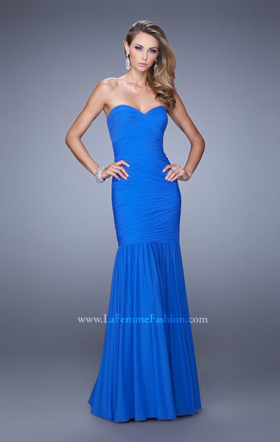 Picture of: Rhinestone Long Prom Gown with Gathering in Blue, Style: 21203, Detail Picture 1