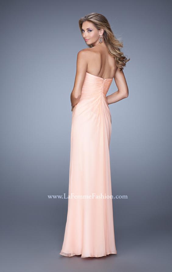 Picture of: Beaded Embroidery Prom Dress with Gathered Bodice in Peach, Style: 21214, Back Picture