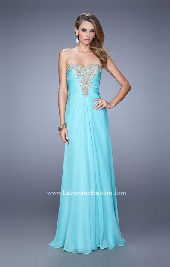 Picture of: Beaded Embroidery Prom Dress with Gathered Bodice in Mint, Style: 21214, Detail Picture 3