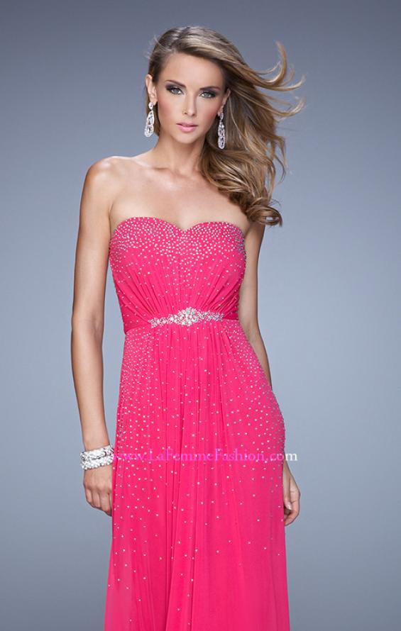 Picture of: Ruched Fully Embellished Long Prom Dress in Pink, Style: 21237, Detail Picture 6