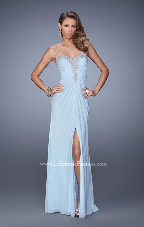 Picture of: Graceful Prom Dress with Ruching and Beaded Embroidery in Blue, Style: 21275, Detail Picture 1
