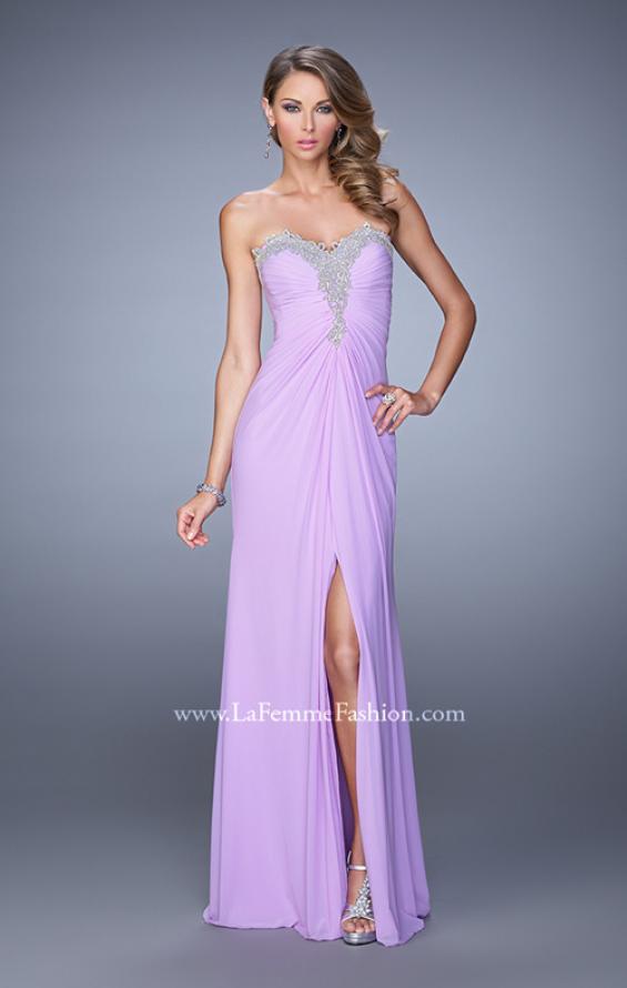 Picture of: Graceful Prom Dress with Ruching and Beaded Embroidery in Purple, Style: 21275, Detail Picture 2