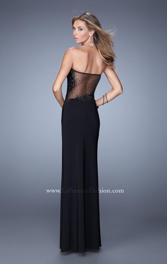 Picture of: Embellished Jersey Dress with Cut Outs and Sheet Netting in Black, Style: 21299, Back Picture