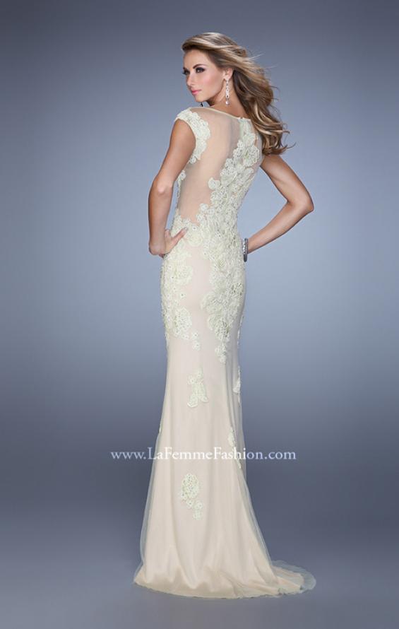 Picture of: Embellished Cap Sleeve Prom Dress with Open Back in Nude, Style: 21319, Back Picture