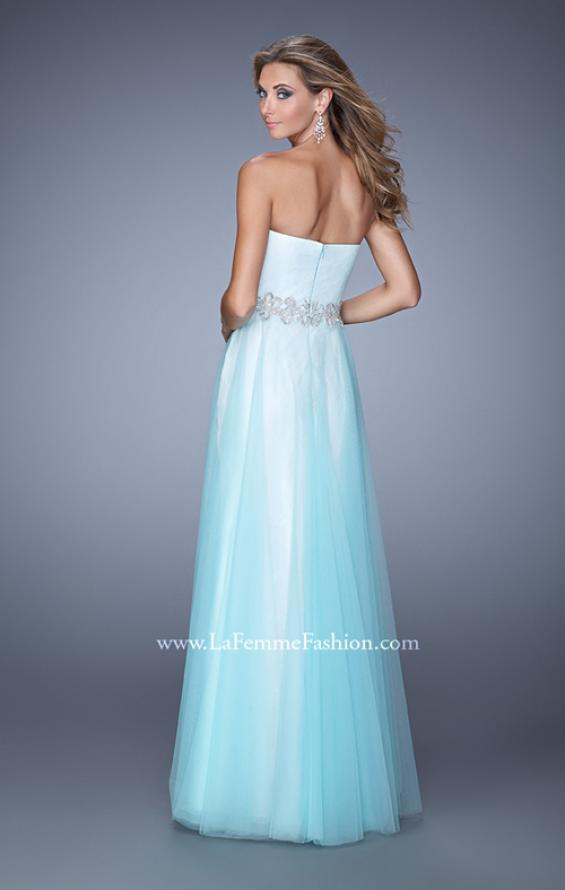Picture of: Tulle Prom Dress with Lace Lining and Embroidered Belt in Blue, Style: 21341, Back Picture