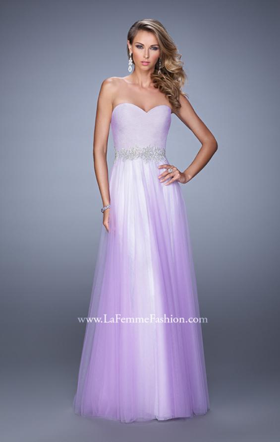 Picture of: Tulle Prom Dress with Lace Lining and Embroidered Belt in Purple, Style: 21341, Detail Picture 1