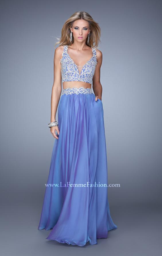 Picture of: Two Piece Prom Dress with Embroidered Top and Pockets in Blue, Style: 21342, Main Picture