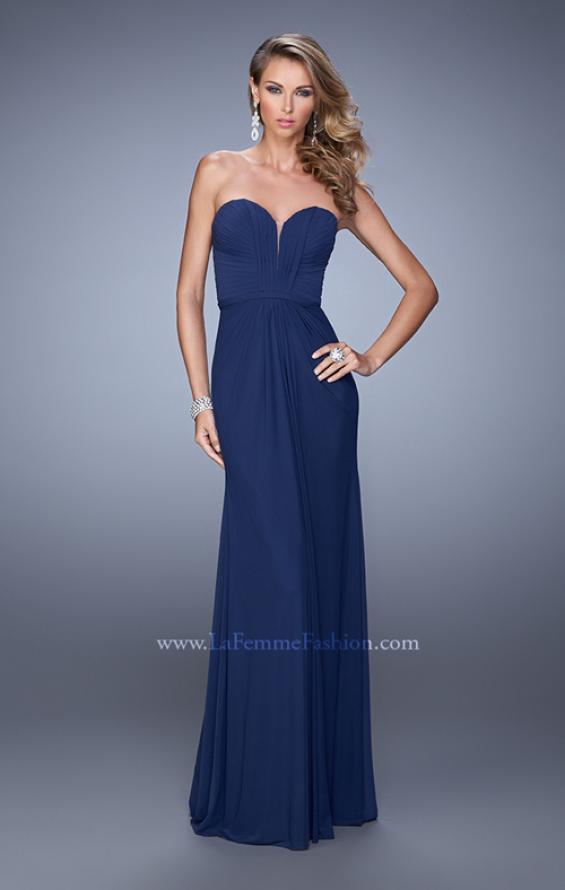 Picture of: Gathered Bodice Prom Dress with Sweetheart Neckline in Navy, Style: 21343, Detail Picture 1