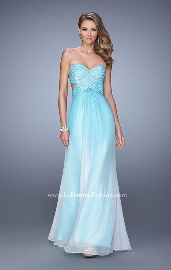 Picture of: Ombre Chiffon Prom Dress with Rhinestone Bodice in Mint, Style: 21351, Detail Picture 1