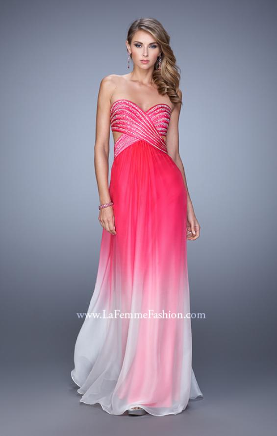 Picture of: Ombre Chiffon Prom Dress with Rhinestone Bodice in Pink, Style: 21351, Detail Picture 2
