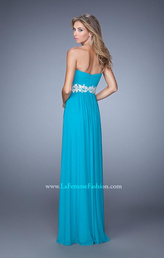 Picture of: Embroidered Waist Sweetheart Neck Long Prom Dress in Peacock, Style: 21357, Back Picture