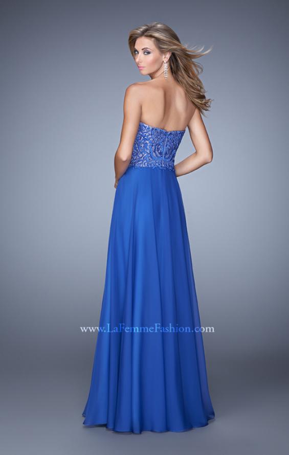 Picture of: Embroidered Chiffon Prom Dress with Pockets in Blue, Style: 21360, Back Picture