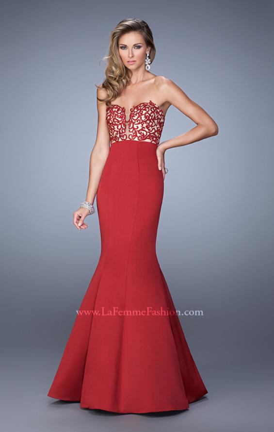Picture of: Long Mermaid Prom Dress with Beaded Embroidery in Red, Style: 21443, Detail Picture 1