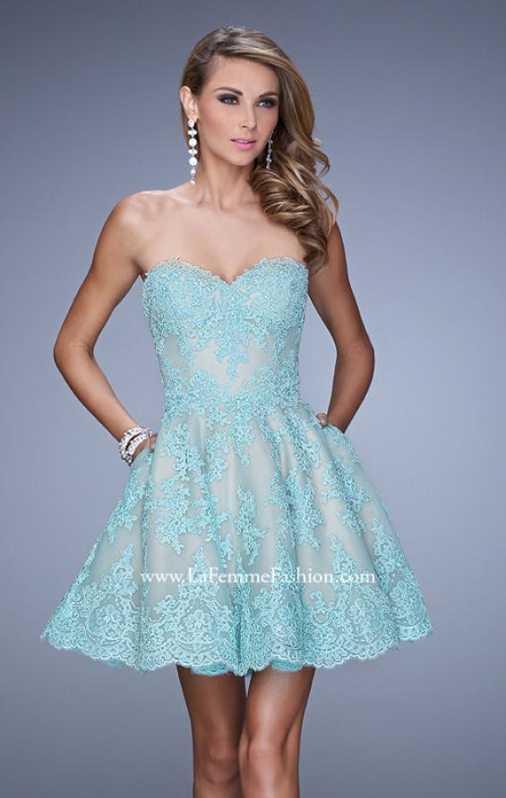 Picture of: Short Lace Cocktail Dress with Pockets in Mint, Style: 21446, Main Picture
