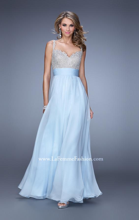 Picture of: Jeweled Encrusted Embroidered Long Chiffon Prom Dress in Blue, Style: 21505, Main Picture