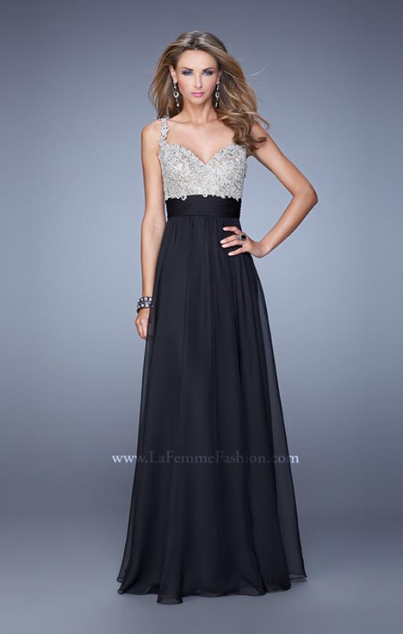 Picture of: Jeweled Encrusted Embroidered Long Chiffon Prom Dress in Black, Style: 21505, Detail Picture 8