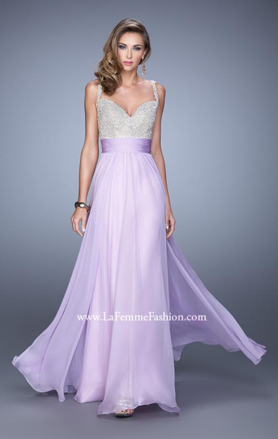 Picture of: Jeweled Encrusted Embroidered Long Chiffon Prom Dress in Purple, Style: 21505, Detail Picture 11