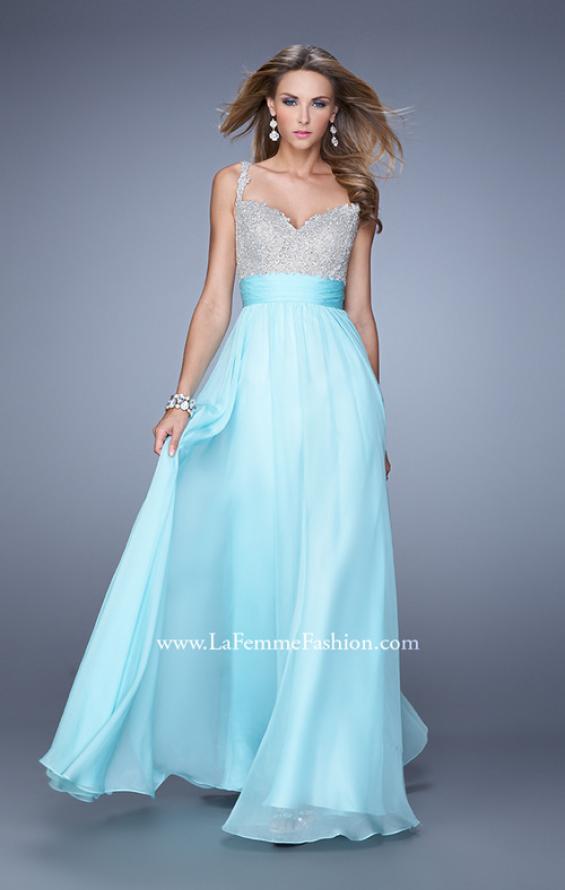 Picture of: Jeweled Encrusted Embroidered Long Chiffon Prom Dress in Blue, Style: 21505, Detail Picture 6
