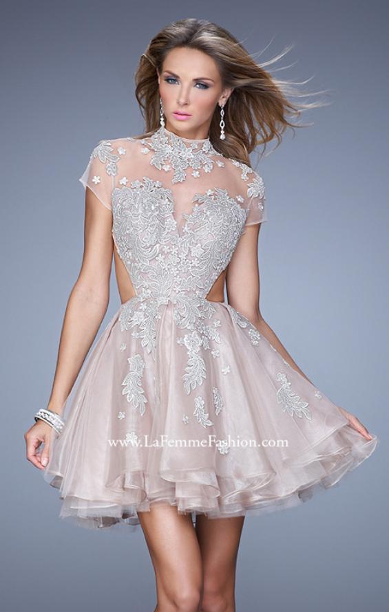 Picture of: Flirty Cocktail Dress with Layered Skirt and Embroidery in Pink, Style: 21530, Main Picture