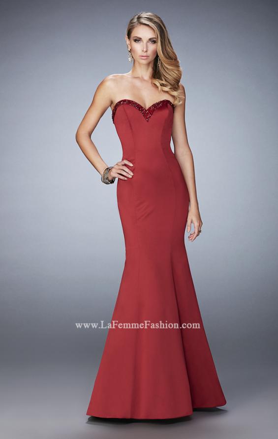 Picture of: Long Mermaid Prom Dress with Stones and Cut Out Back in Red, Style: 21591, Detail Picture 1