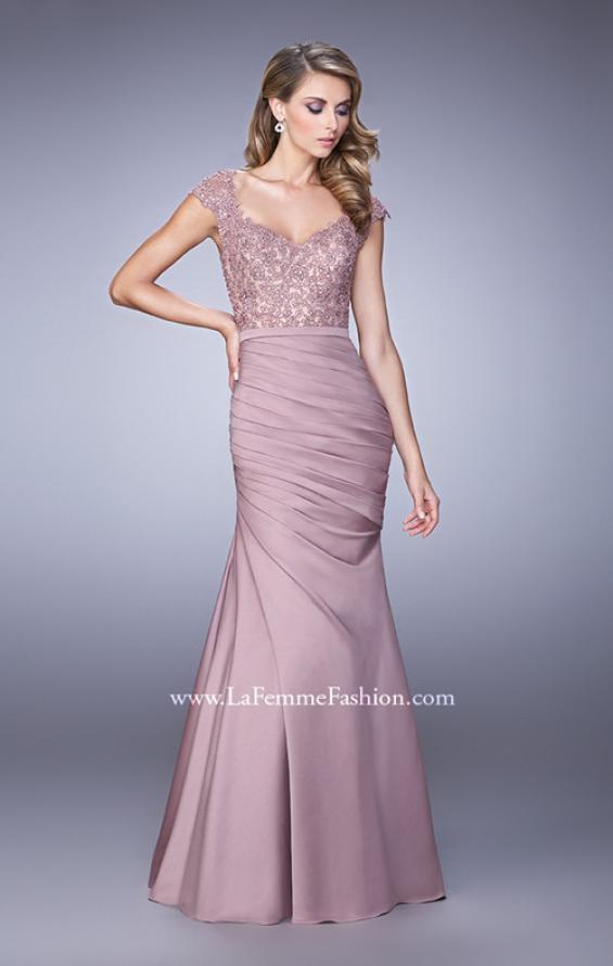Picture of: Satin Dress with Beaded Lace Bodice and Gathering in Pink, Style: 21669, Main Picture