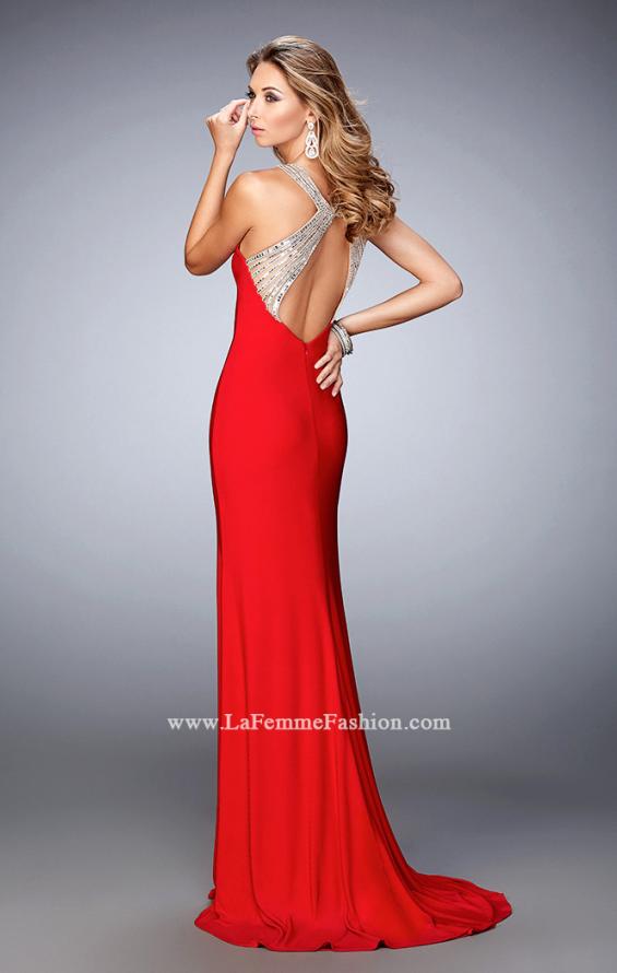 Picture of: Jersey Prom Dress with Sweetheart Neckline and Train in Red, Style: 21929, Back Picture