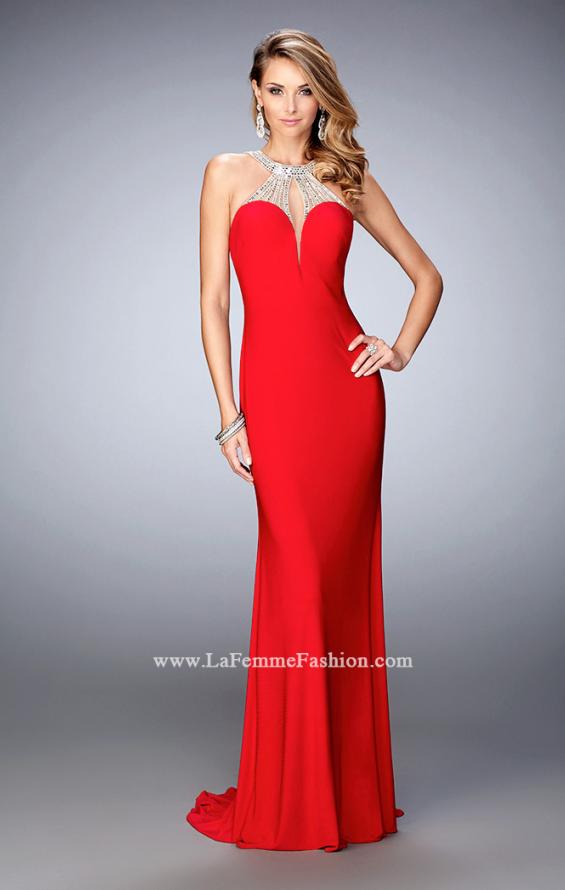 Picture of: Jersey Prom Dress with Sweetheart Neckline and Train in Red, Style: 21929, Detail Picture 2