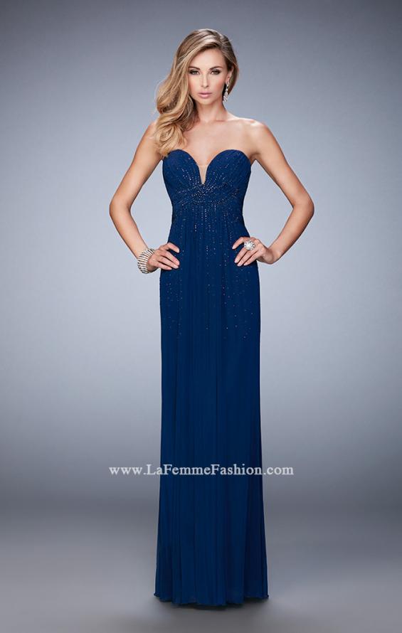 Picture of: Long Prom Dress with Rhinestones and Open Back in Blue, Style: 22070, Detail Picture 2