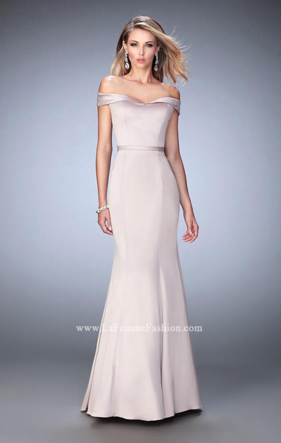 Picture of: Stretch Satin Jersey Dress with Off the Shoulder Straps in Nude, Style: 22149, Detail Picture 2