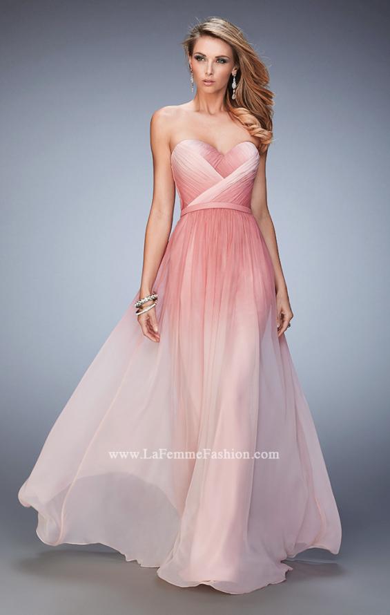 Picture of: Ombre Chiffon Prom Dress with Gathered Bodice in Pink, Style: 22156, Main Picture