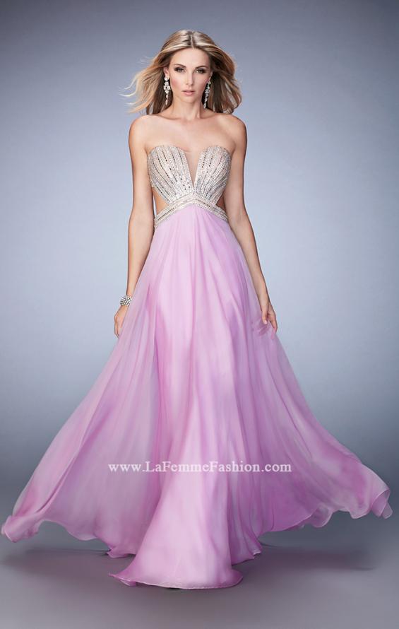 Picture of: Sweetheart Chiffon Gown with Cut Outs and Crystals in Purple, Style: 22179, Detail Picture 2