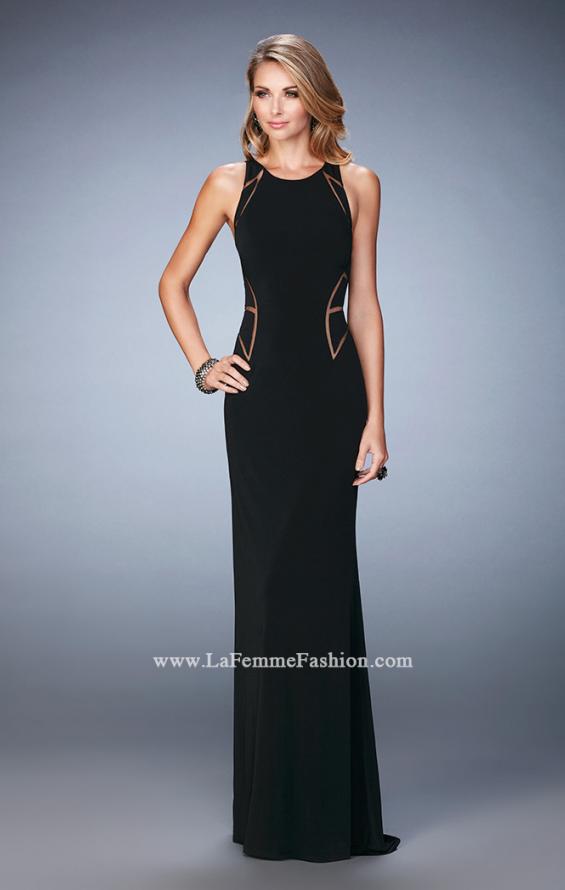 Picture of: Panel Design Long Jersey Prom Dress in Black, Style: 22274, Detail Picture 2