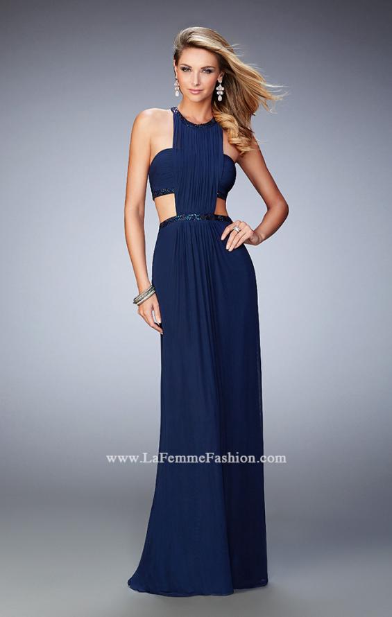 Picture of: Embellished Long Prom Gown with Open Sides in Blue, Style: 22292, Detail Picture 1