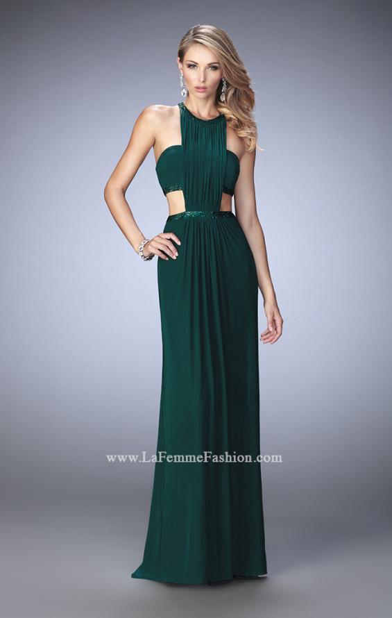 Picture of: Embellished Long Prom Gown with Open Sides in Green, Style: 22292, Detail Picture 3