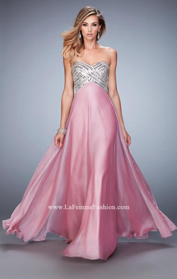 Picture of: Long Chiffon Prom Dress with Open Back and Silver Beads in Pink, Style: 22334, Detail Picture 2