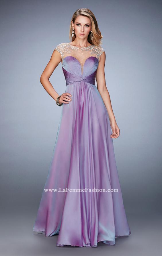 Picture of: Long Chiffon Prom Dress with Gathered Bodice and Skirt in Purple, Style: 22338, Main Picture