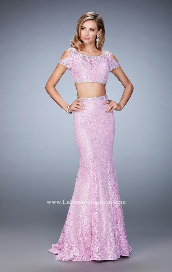 Picture of: Cold Shoulder Two Piece Prom Dress with Mermaid Skirt in Purple, Style: 22339, Detail Picture 1