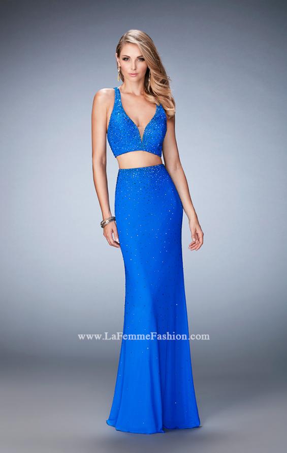 Picture of: Rhinestone Two Piece Dress with Diamond Open Back in Blue, Style: 22368, Main Picture