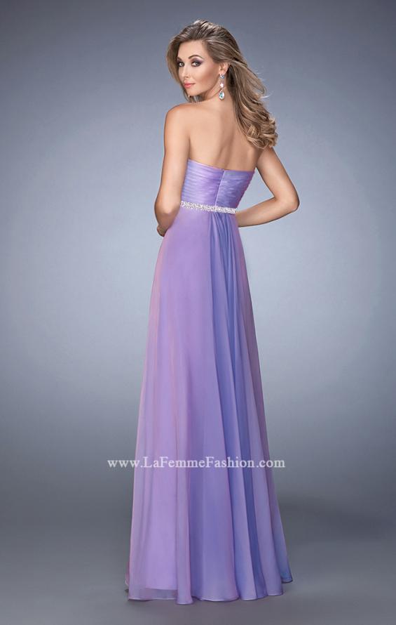 Picture of: Chiffon Prom Dress with Crystal and Pearl Detailed Band in Purple, Style: 22382, Back Picture